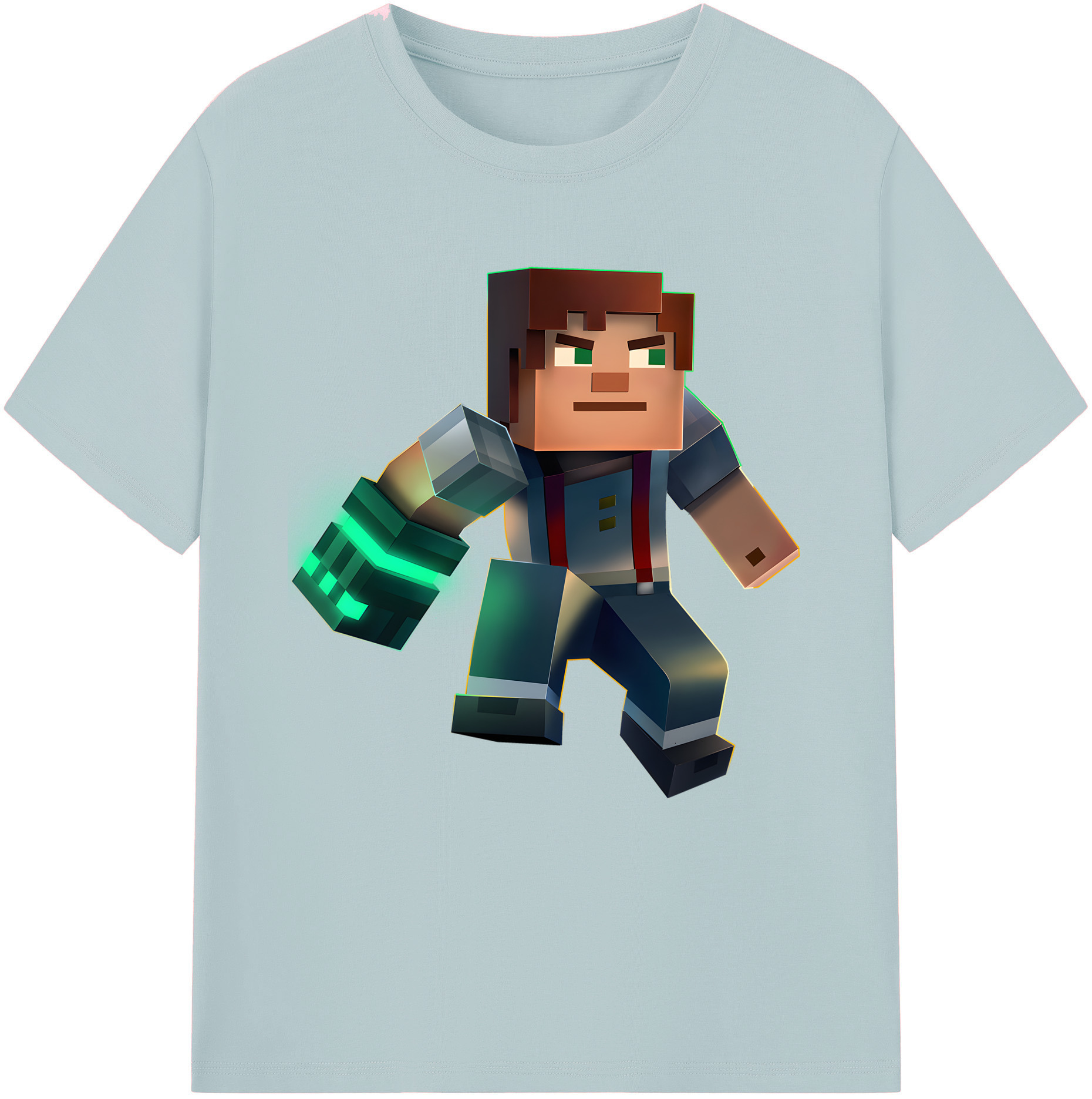 （画像用） マインクラフト ブロックの世界 Minecraft MC Block world 綿100％半袖Tシャツ（フロントプリント）